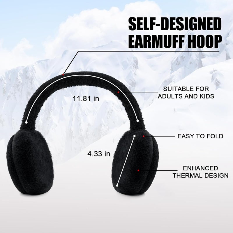 YATANAM Women Ear Muffs Winter Girls White Earmuffs Fuzzy Kids Black Ear Muff Cute Fluffy Ear Warmers Foldable Ear Covers Boy - Image 4